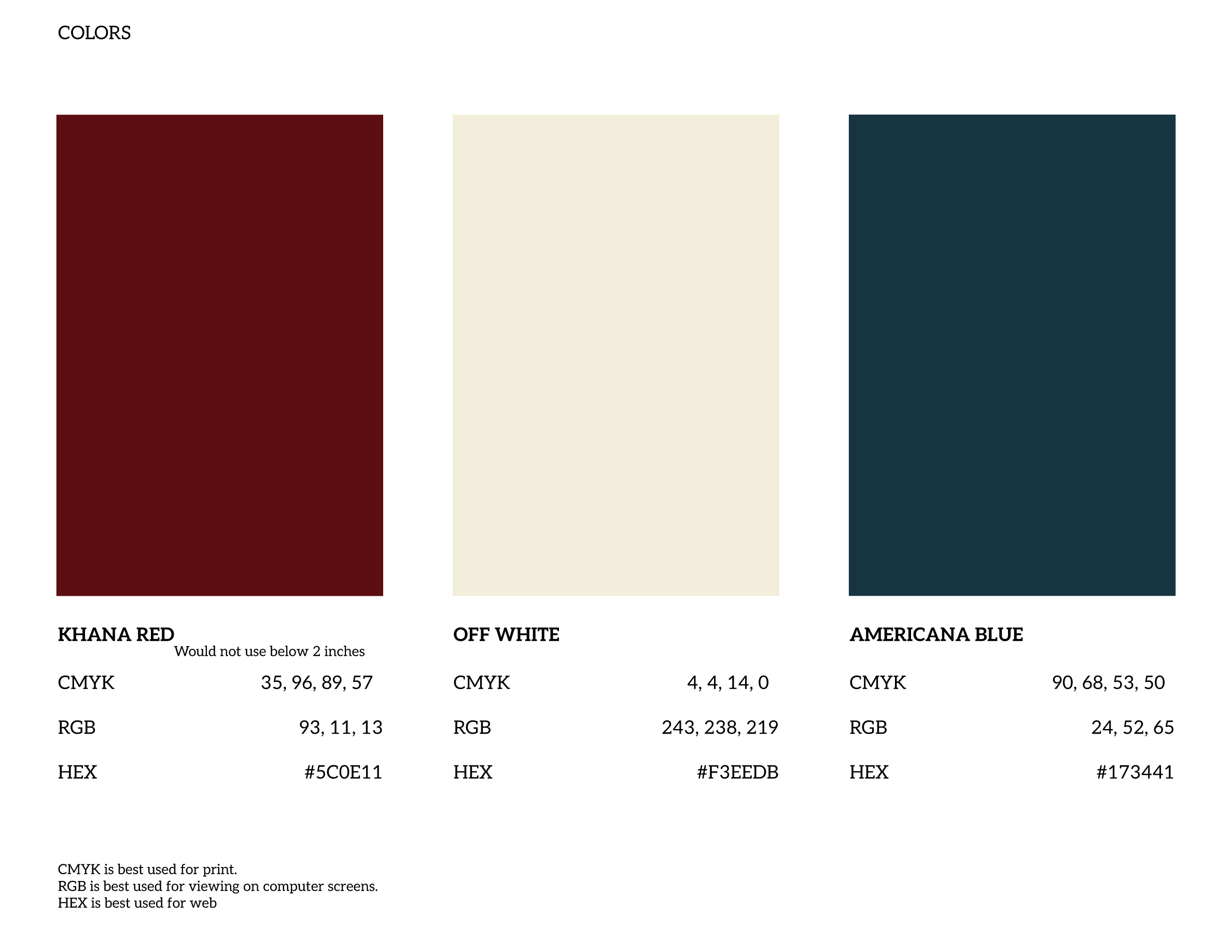 Khana Americana color palette
